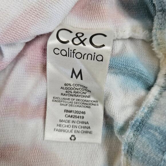 C&C California Womens 1/4 Zip Tie Dye Sweatshirt Beach Fleece 80s 90s Boho Top M - Picture 15 of 16